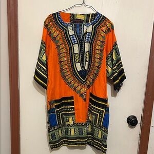 Orange and Blue Dashiki Long Sleeve